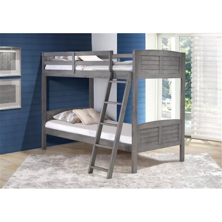 Pivot Direct Twin Over Twin Louver Bunk Bed In Antique Grey PD_2010TTAG